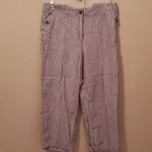 Chico's Gray & white pinstripe linen  pants